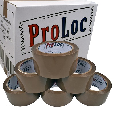 6 x Rolls ProLoc Low Noise Brown Packing Tape 48mm x 66M